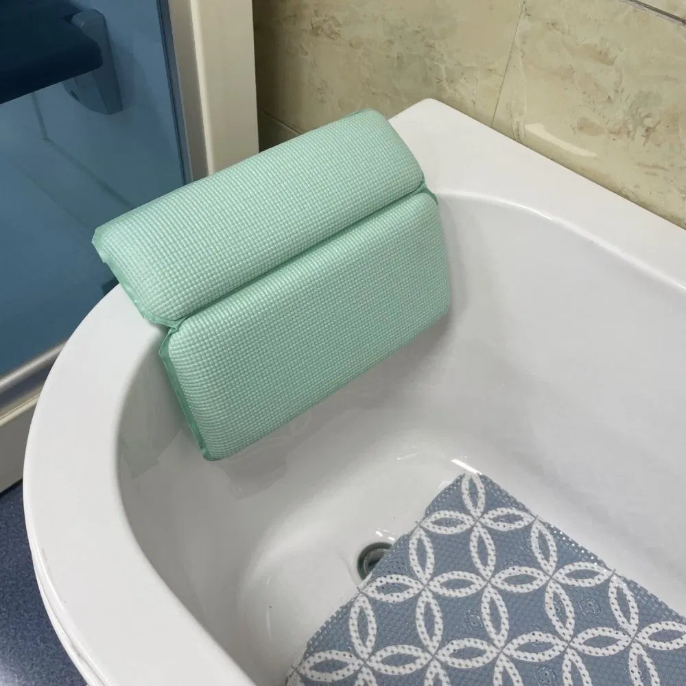20X 29cm Solid Color Bathtub Pillow Soft and Comfort Eco Friendly PVC Bath Pillow with Suction Cups for Bath Tub