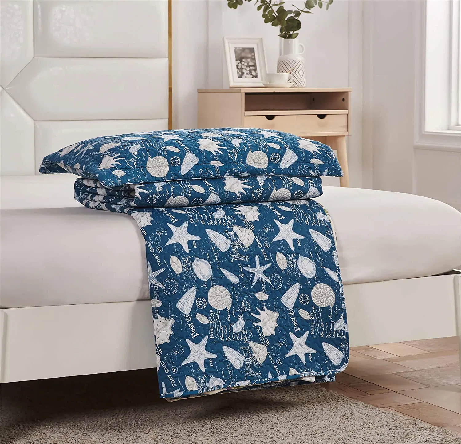 Coastal Quilt Bedding Set Lightweight Home Summer Bedspreads King Size