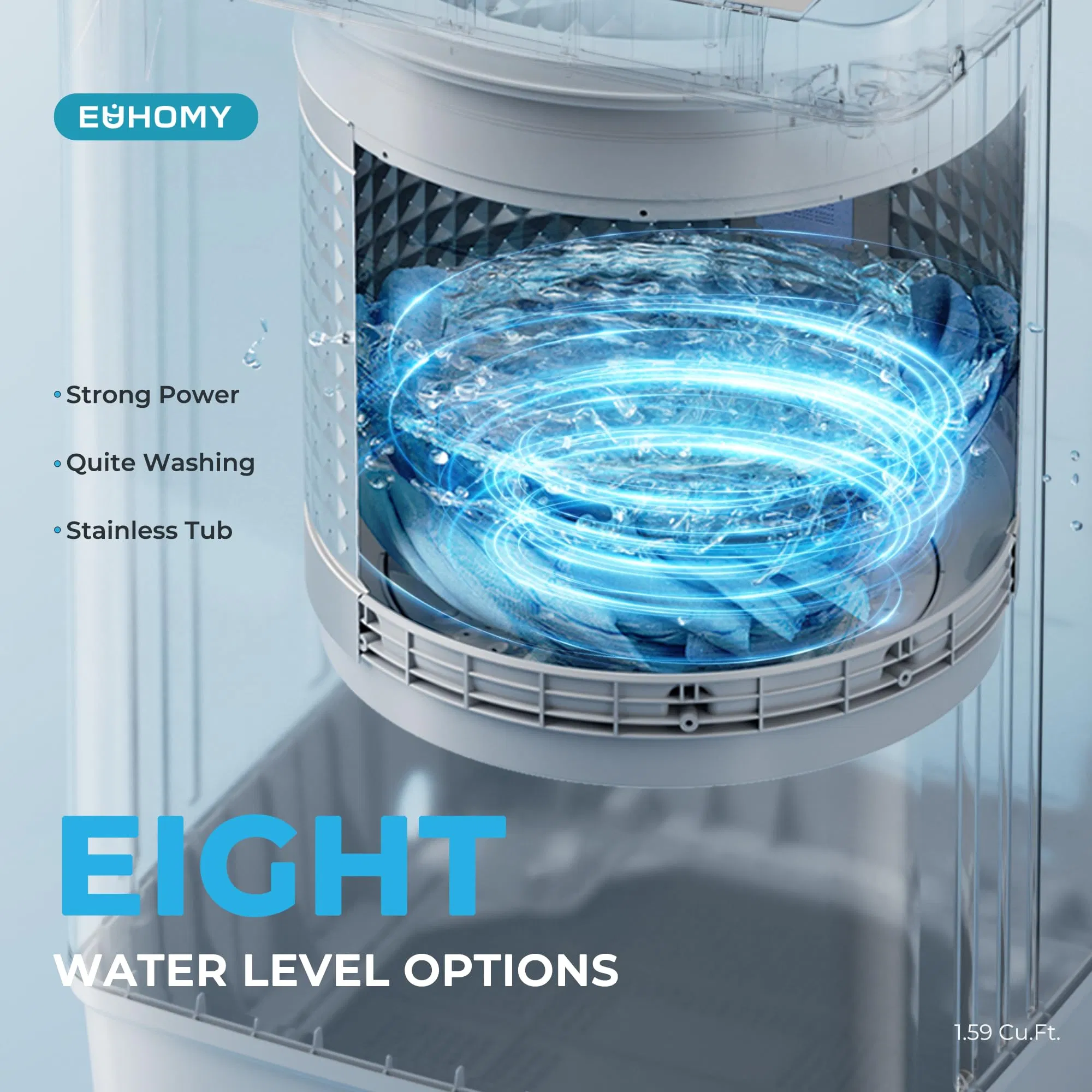 Portable Top Load Washing Machine Multiple Wash Settings for Rentals