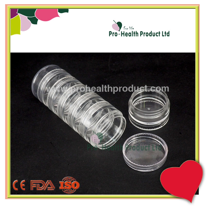 Transparent 7 Layers Food Grade PP Round Capsule Pill Container