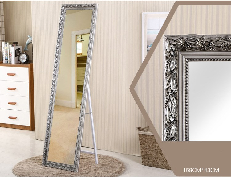 Nordic Style Foldable Furniture with Bracket Hotel Wood Full-Length Floor Mirror