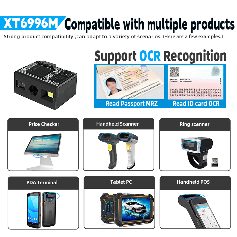 XT6996M XTIOT OEM Passport Scanner Embedded RS232 Reader Passport Scanner TTL MRZ Module