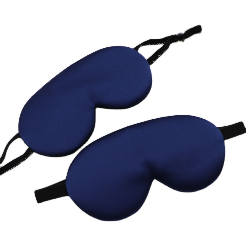 Navy Blue Double-Sided Silk Eye Mask Hanging Ear/Head Wear Thick 100% Mulberry Silk Sleep Mask