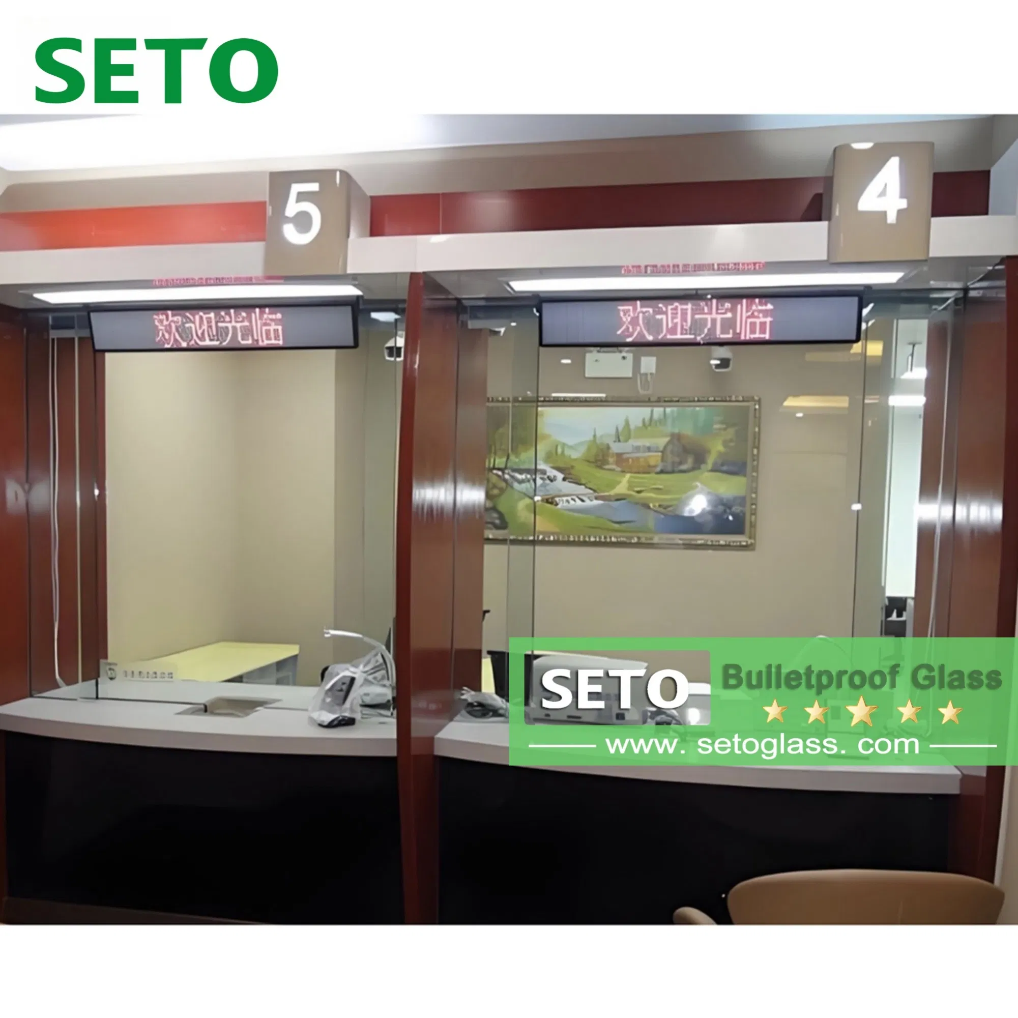 Br6 Br7 Bulletproof Glass for Curtain Wall Partition Door Window Office Buildings Metro Stations