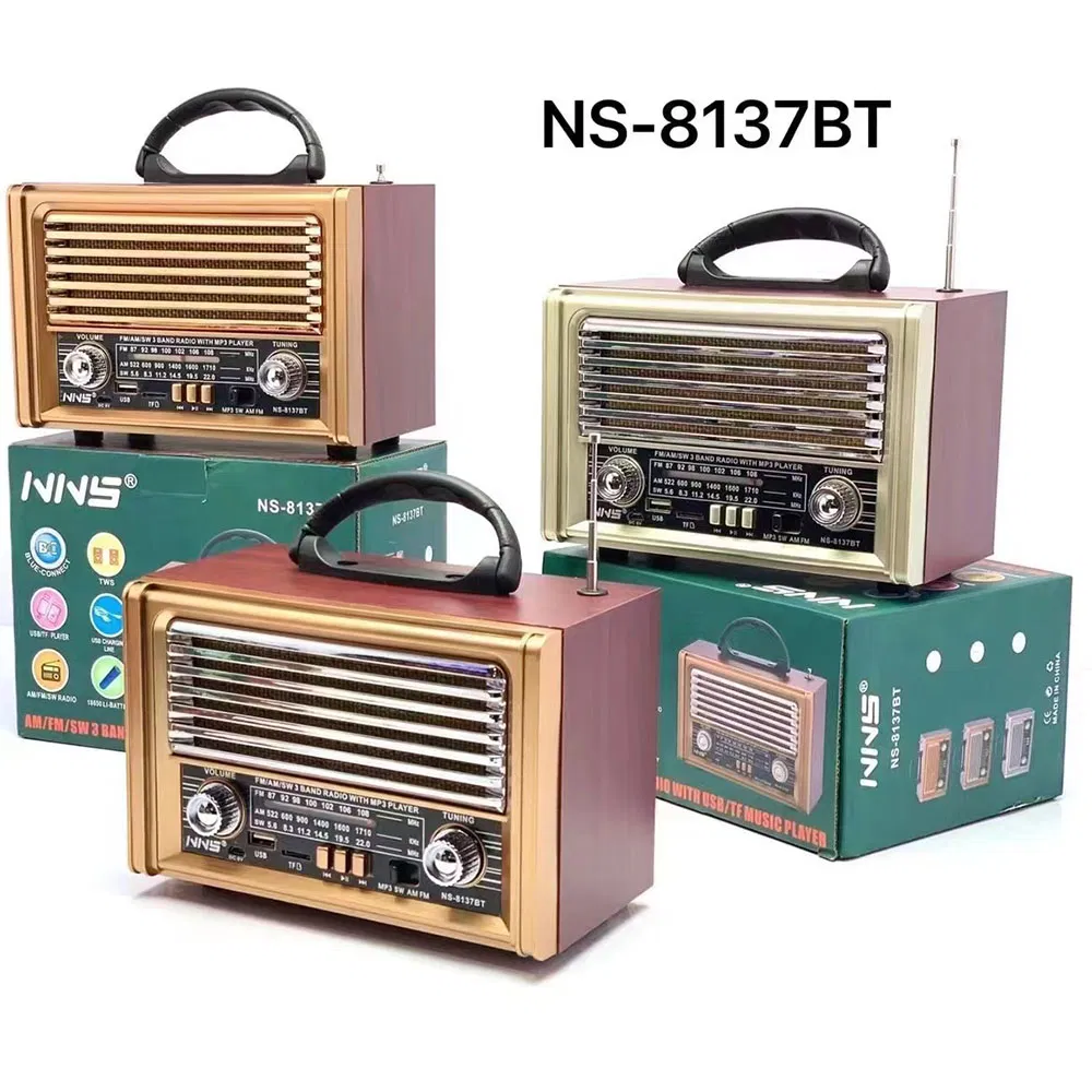 Ретро радио NS-8137BT с Bluetooth, деревянный корпус