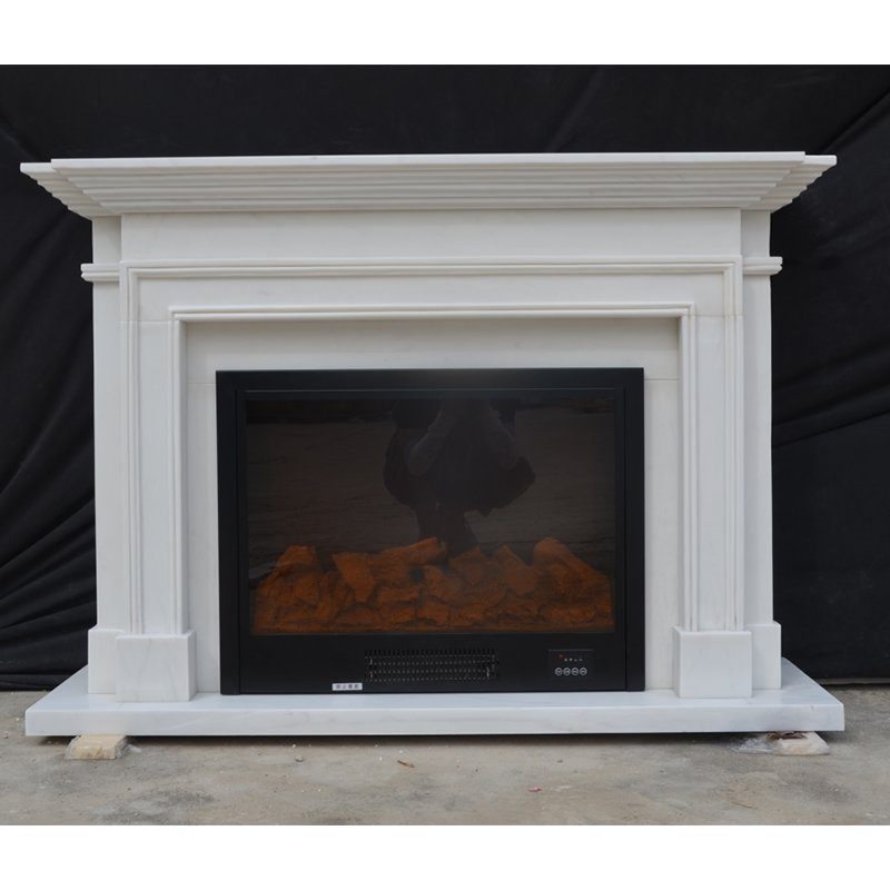 Камин из белого мрамора и известняка