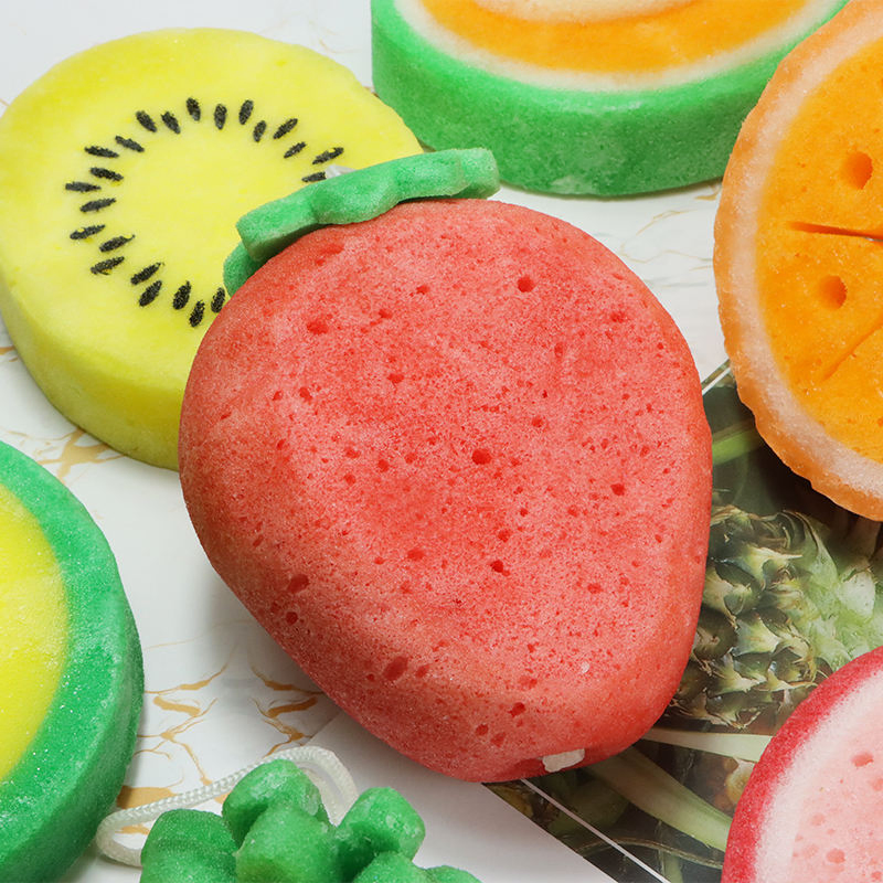 Private Label Body Wash Infused Buffer Soap Infused Sponge Fruit Shape Shower Sponge Soap