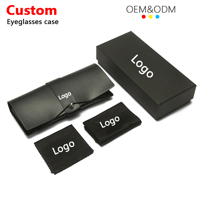 Wholesale Fashion High Quality Eyeglasses Storage Pouch Cloth Custom Logo Sunglasses Case Package Black White Gray Pouch Cleaning Cloth Glasses Box