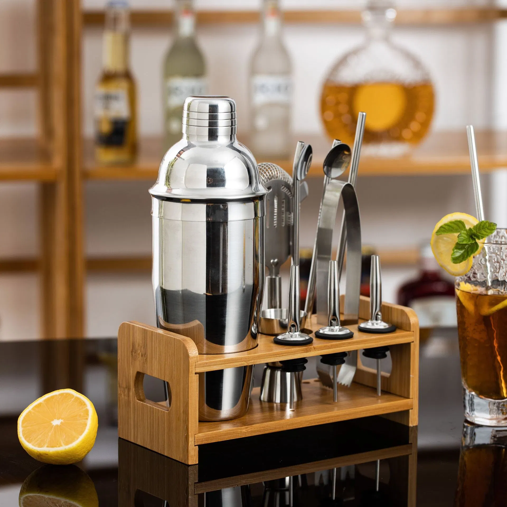 Профессиональный набор для коктейлей: шейкер, джиггер, ложка