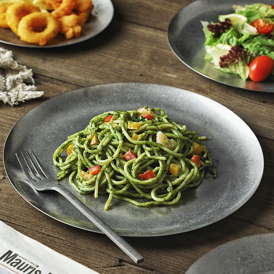 Stainless Steel Plates Metal Dinner Dishes for Kids Feeding Plates Heavy Duty Round Dessert Plate Reusable Dinnerware