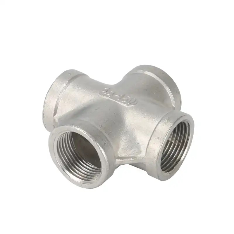 Premium SS304 Stainless Steel Female Threaded Cross Connector for Plumbing