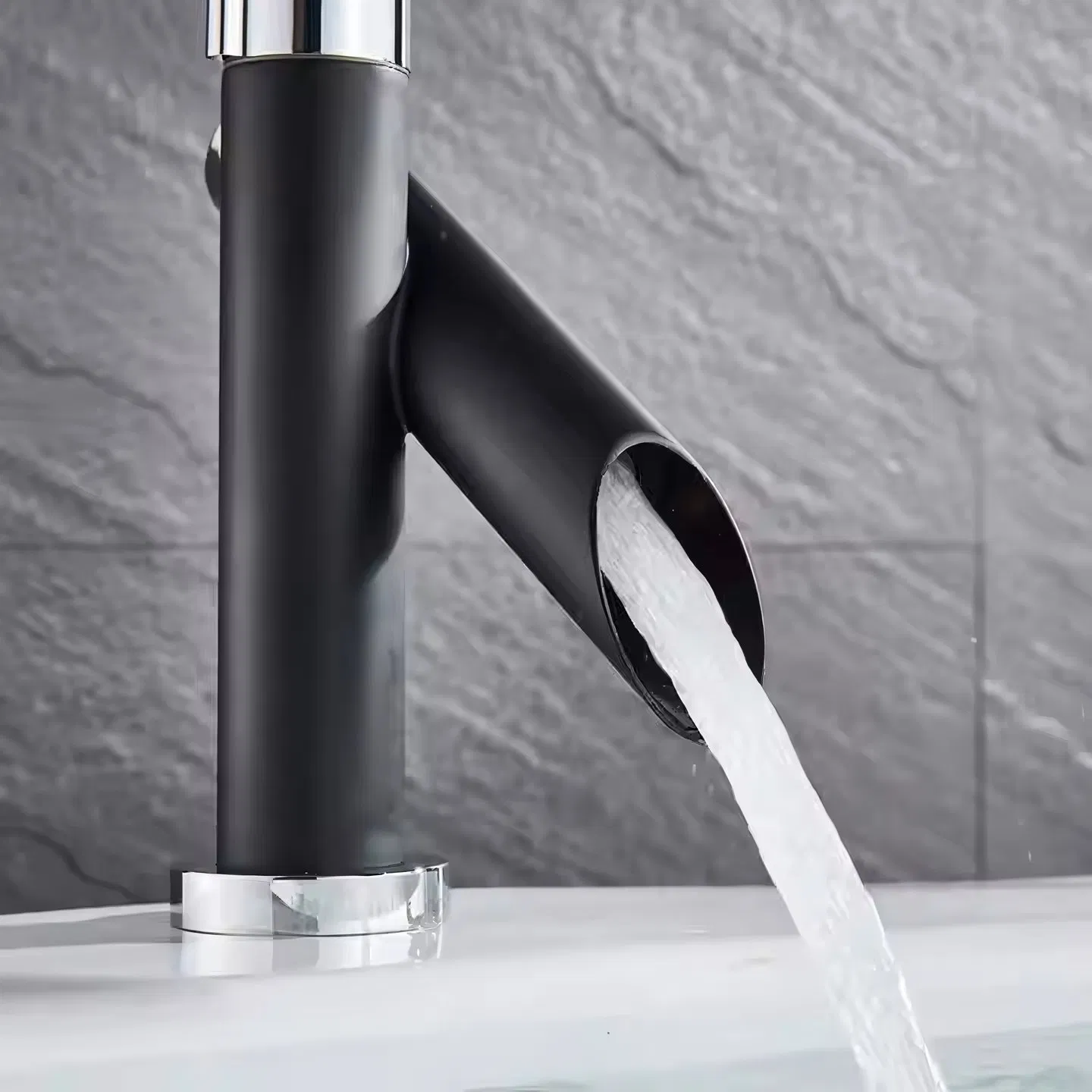 Смеситель для раковины черный латунный керамический