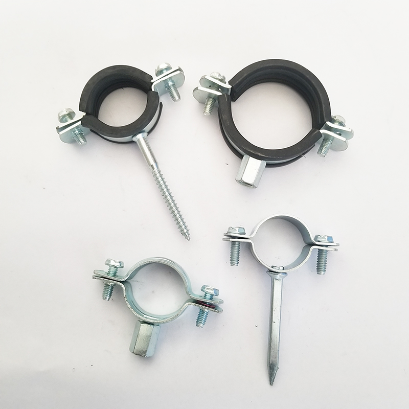 2 Sides Fixing Reinforced Blue White Zinc-Plated Heavy Duty Pipe Clamps Without Rubber