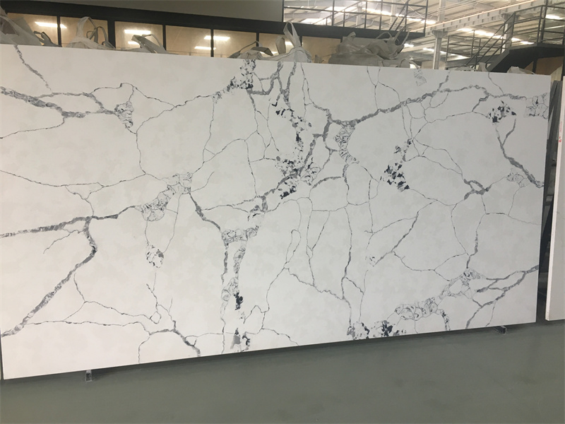 Calacatta Artificial Quartz Stone Polished Slab for Countertop Vanity Top