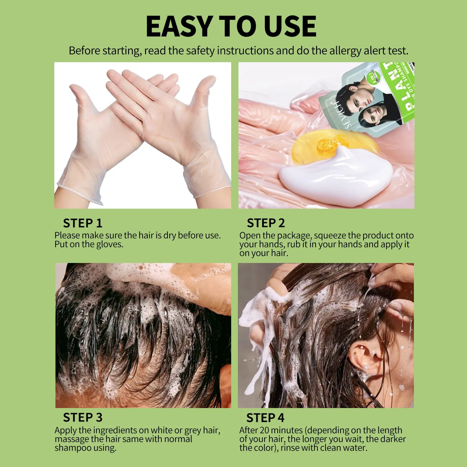 Custom Herbal Multi-Colors Bubble Hair Color Dye Shampoo Foam