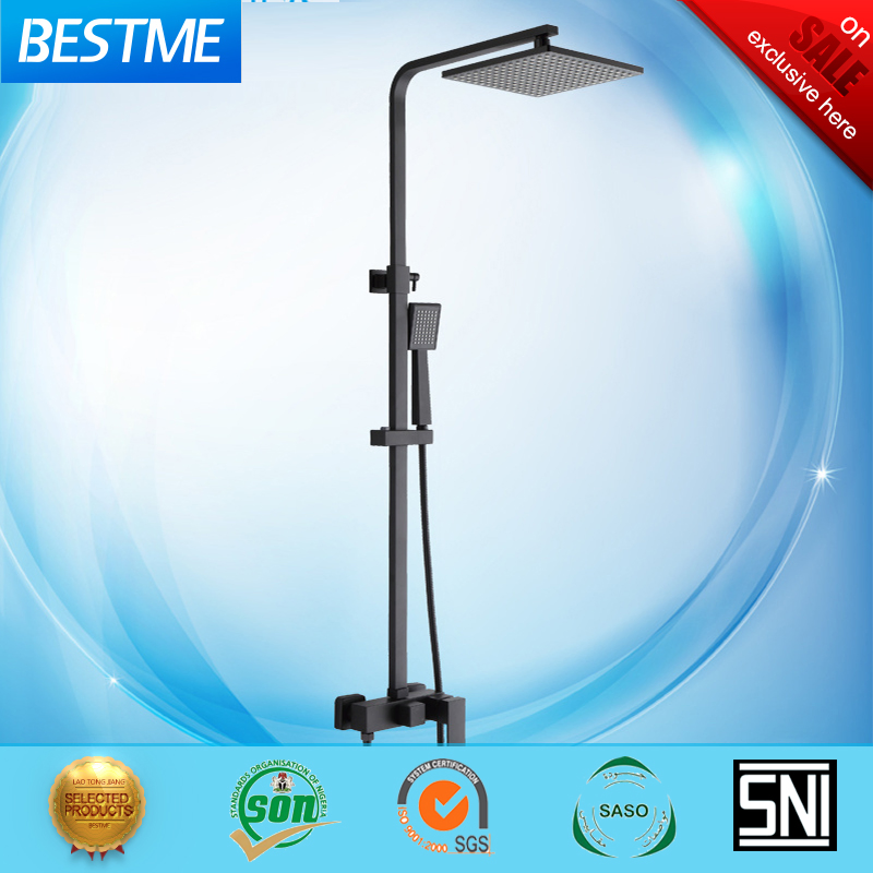 Bathroom Luxury Square Single Handle Black Brass Rain Shower (BM-60106K)