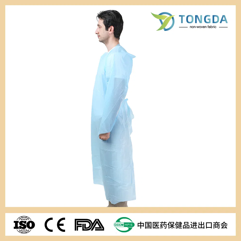 Disposable Sleeve CPE Gown Open Back with Thumb Loops