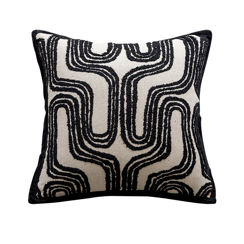 Black and White Pillow Covers Geometric Abstract Modern Art Line Throw Pillow Covers Minimalist Style Decorative Cushion Case
