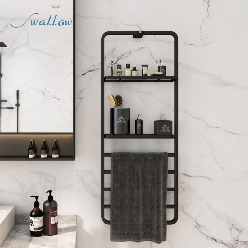 Electric Towel Rack with Thermostat Heating Hotel Equipment Bathroom Double Shelf