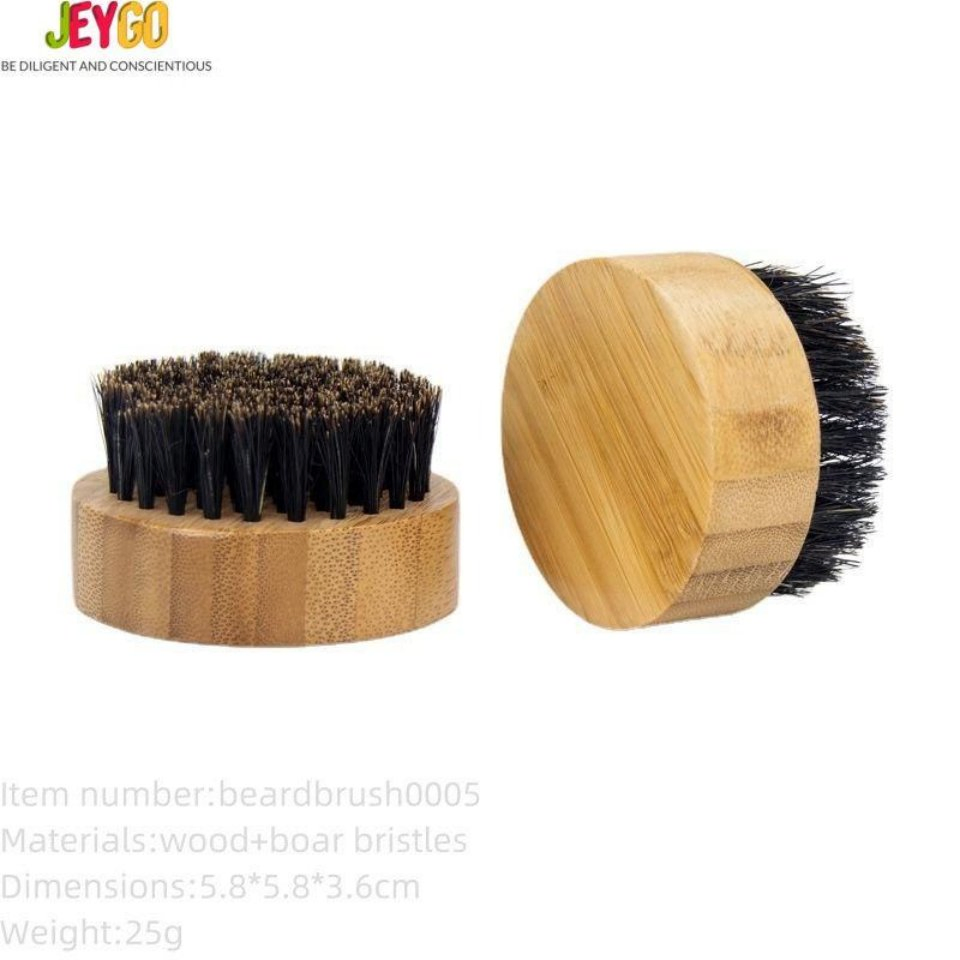 New Custom Wooden Boar Bristle Men's Facial Care Beard Brush