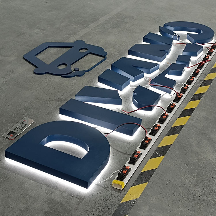 Custom Laser Cut 3D LED Sign Backlit Illuminated Metal Channel Letters Personalized Business Logo Reception Wall Company Sign