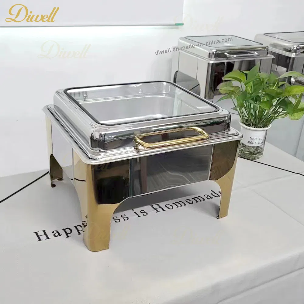 Diwell Factory Wholesale Gold Hydraulic Round Chaffing Buffet Server