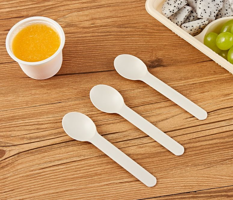 Custom Ice Cream Spoons Disposable Biodegradable Cornstarch Dessert Eco-Friendly Yogurt Spoons