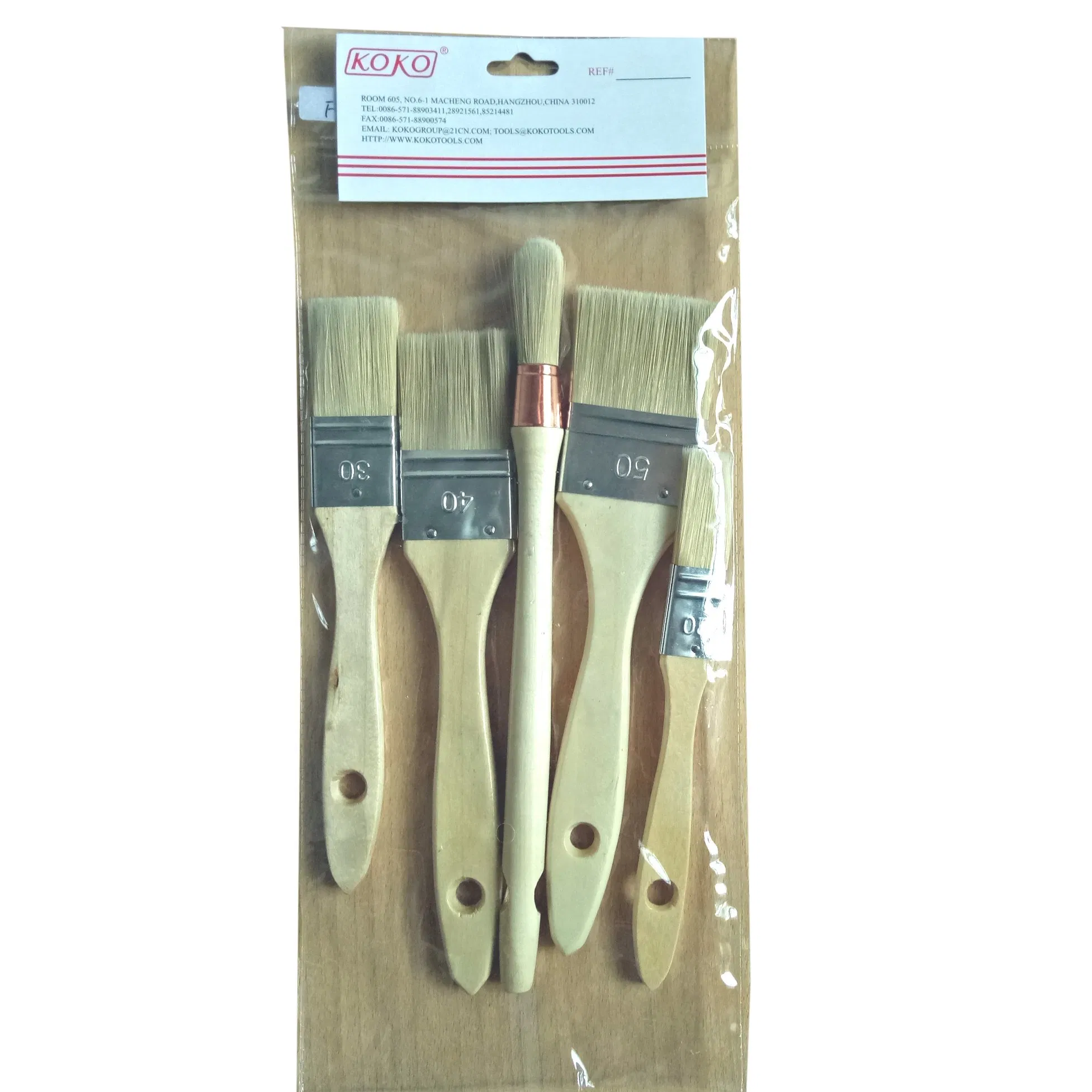 Набор кистей для покраски с деревянной ручкой, 5 шт.
