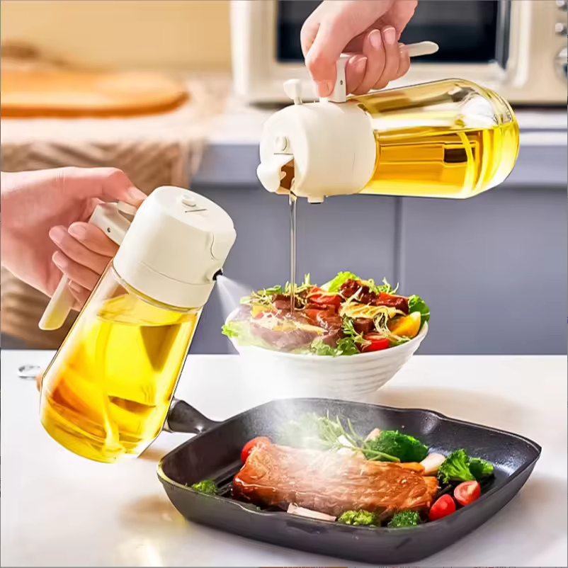 Ifan High Quality Kitchen Tools Glass Oil Spray Bottle Wholesale Olive Spray 470ml Oil Dispenser Oil Spray Bottle for Cooking