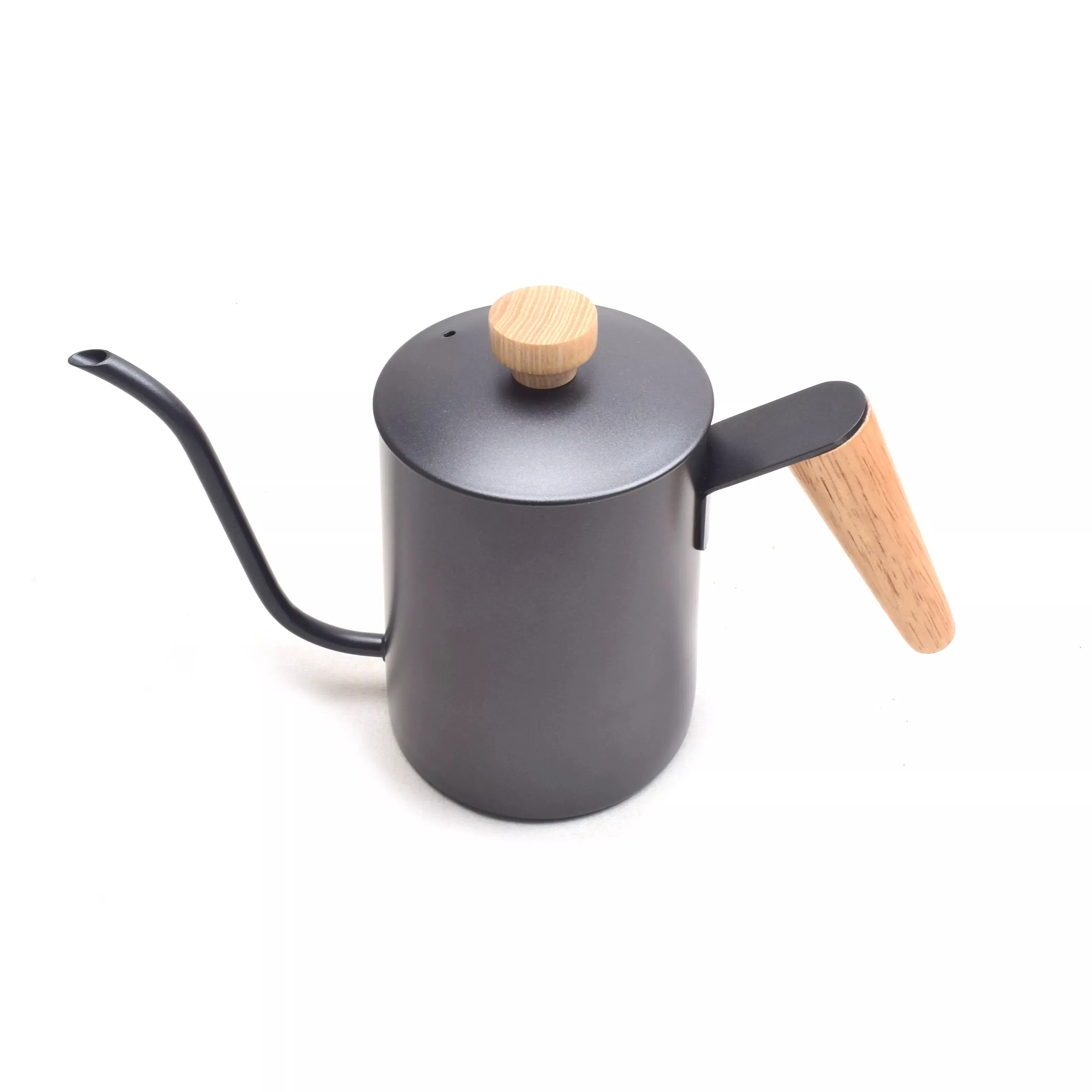 350ml Wholesale Wooden Handle 304 Stainless Tea Kettle Office Hand-Brewed Fine-Mouth Drip Coffee Pot with Long Spout