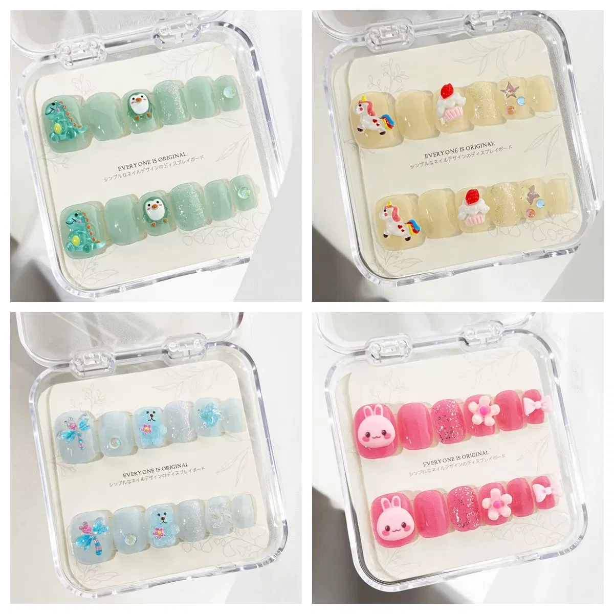 Cute Cartoon Press on Nails for Kids Gift Set