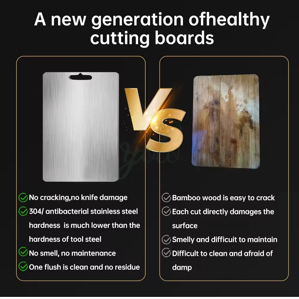 Kitchen Various Sizes Rectangular Pure Titanium Chopping Board Stainless Steel Titanium Cutting Board