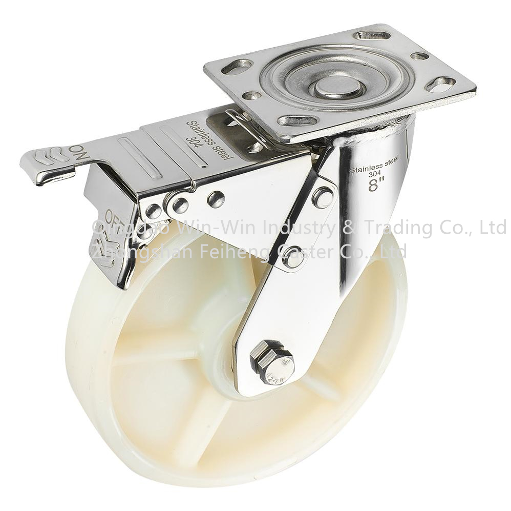 High Quality Heavy Duty Caster Stainless Steel Housing Nylon Wheel for Trolley Cart