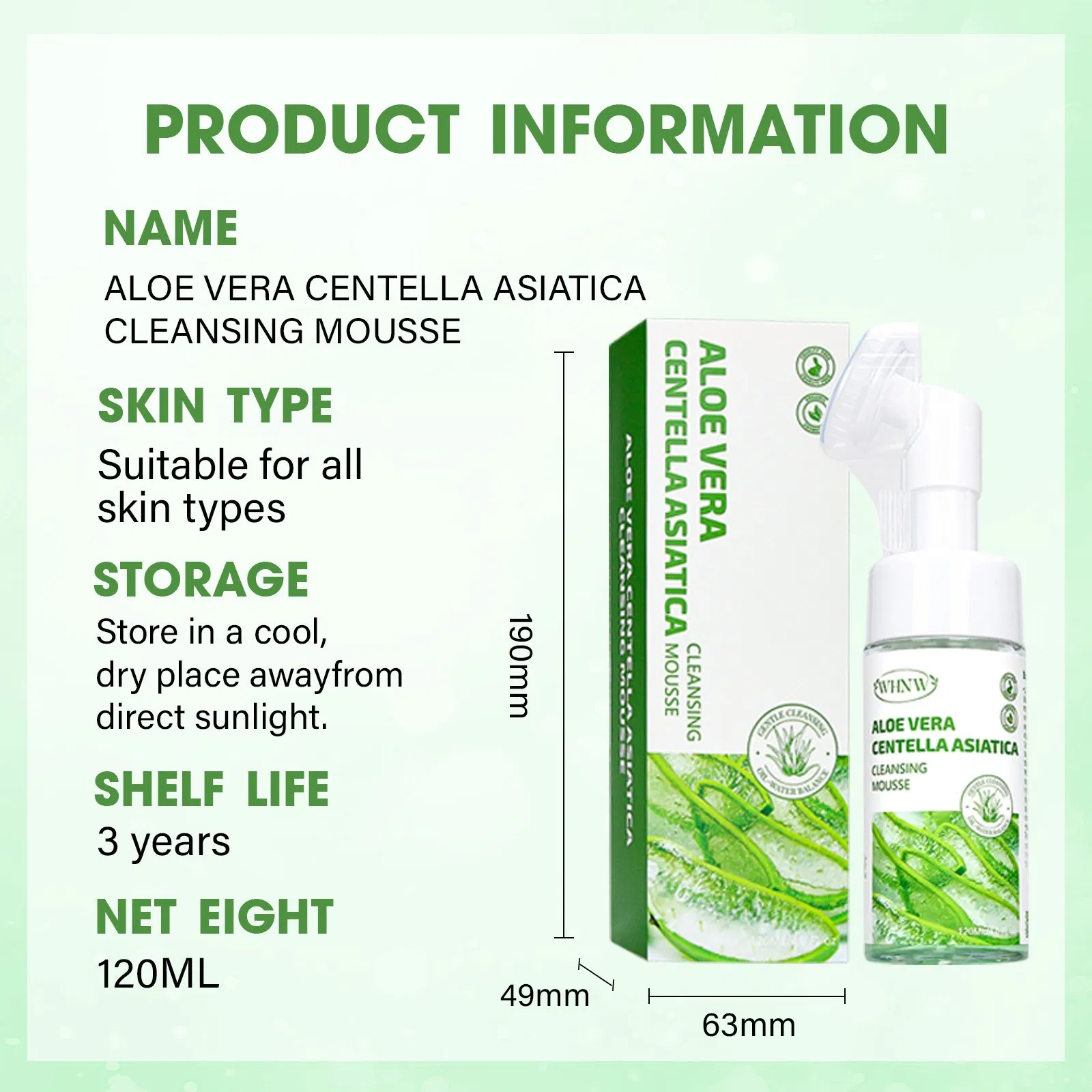 Beauty Cosmetics Wash Refine Skin Texture Aloe Vera Centella Asiatica Cleansing Mousse