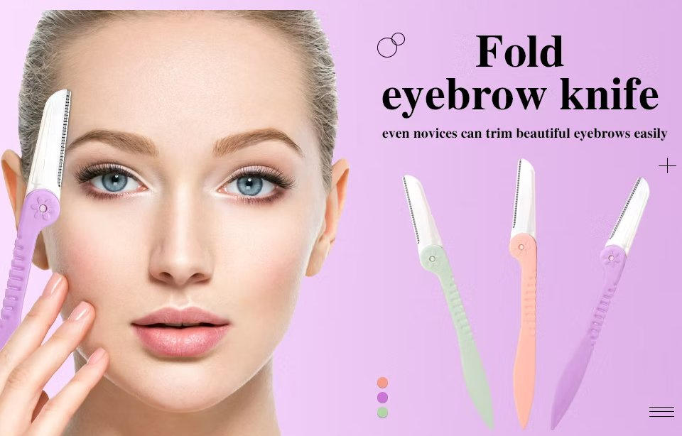 Precision Stainless Steel Eyebrow Trimmer with Ergonomic Foldable Handle