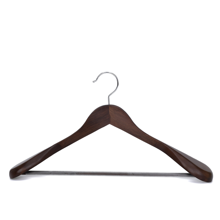 6 Pack Wide Shoulder Wooden Hangers with Non Slip Pants Bar Cherry Wood New Hot Sale Hanger