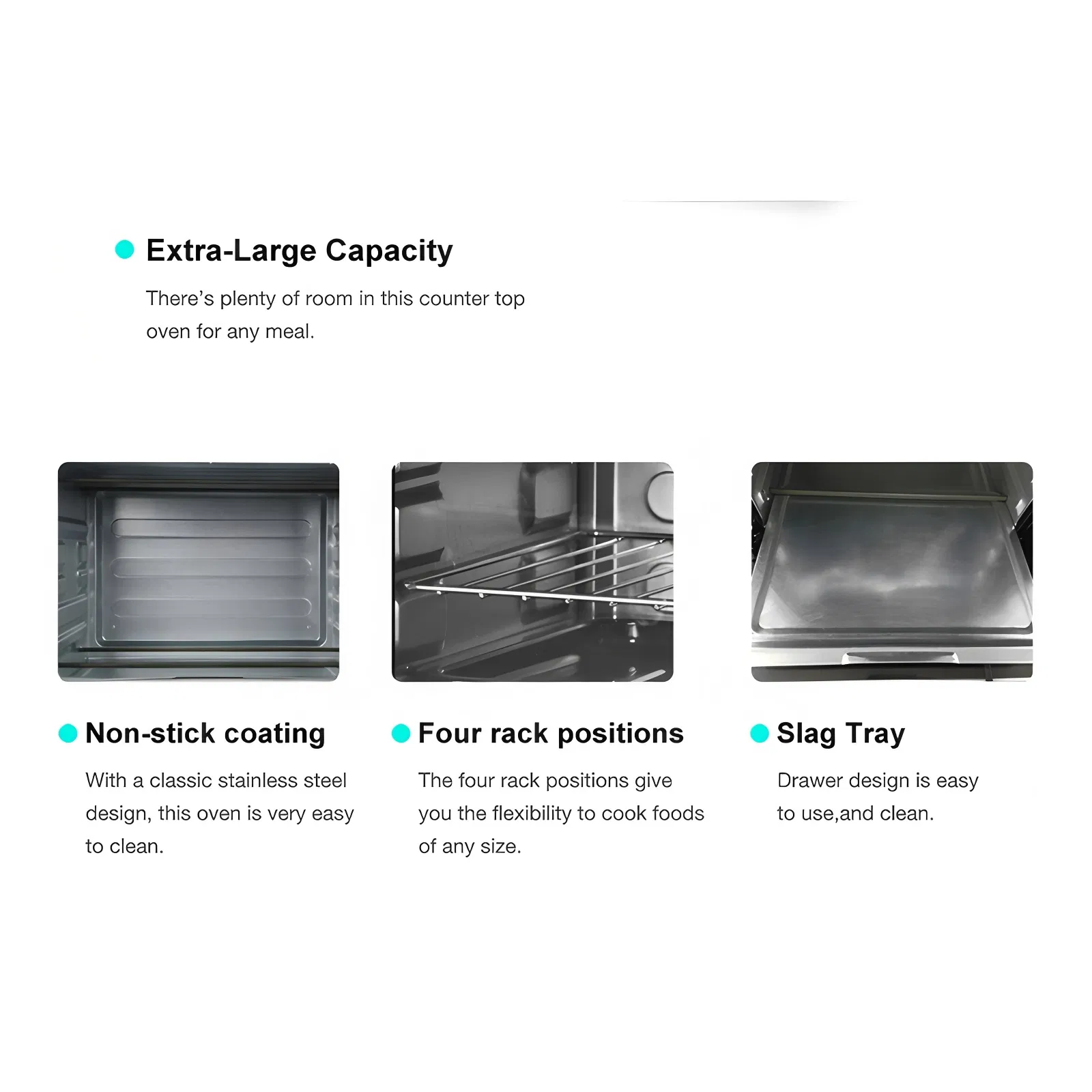 30L Black Electric Oven with Smart Temperature Control Features