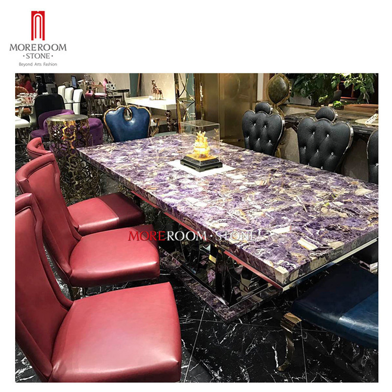 Luxury Dubai Living Room Furniture Semi Precious Stone Azul Bahina Blue Granite Table Top