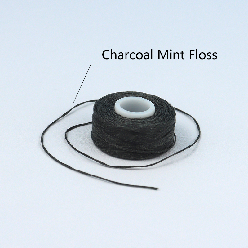 Biodegradable 25m/27.3yd Mint Waxed Bamboo Charcoal Dental Floss for Deep Teeth Cleaning