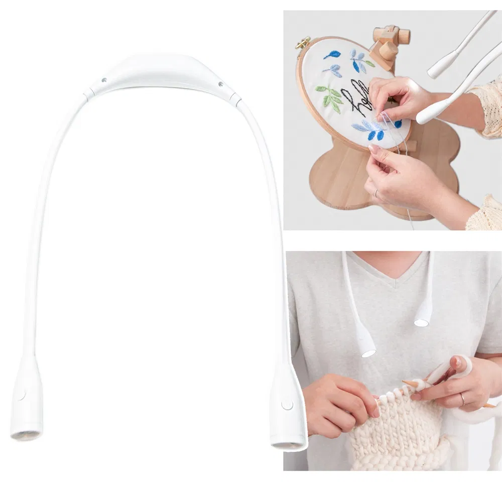 LED Neck Knitting Light 3 Colors Bendable Arms Rechargeable Long Lasting Perfect for Sewing Reading Camping Repairing