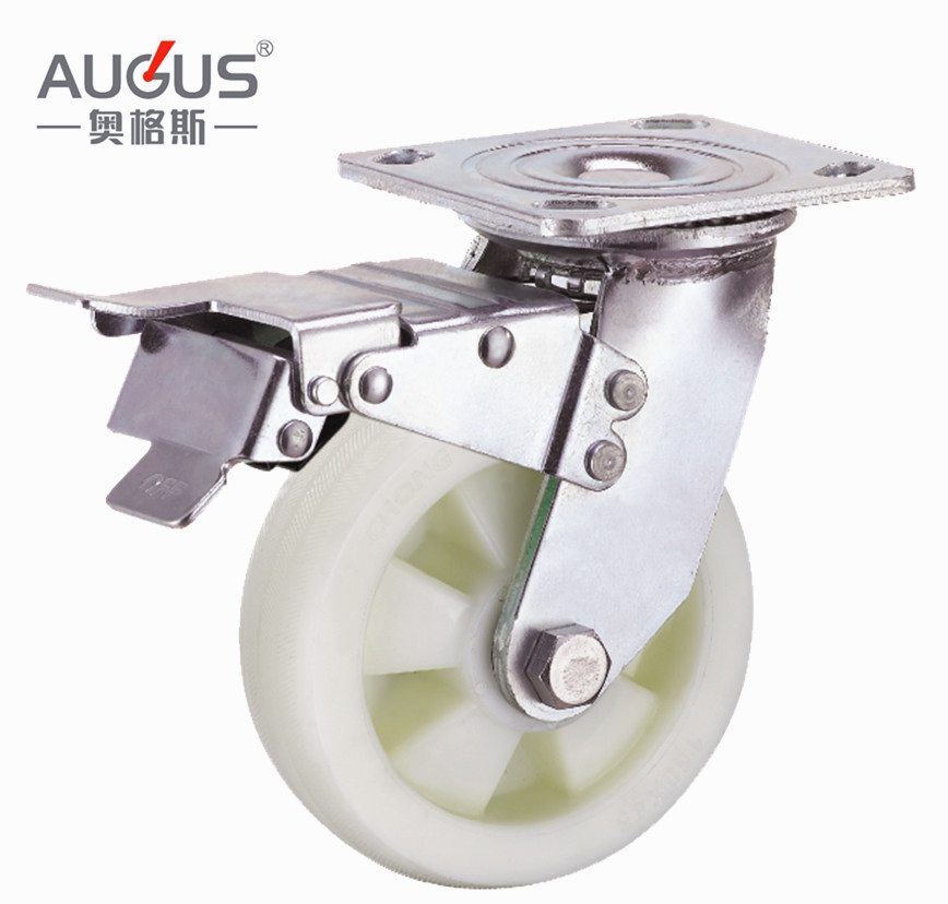 White PP Industrial Caster Wheel Loading 200-400 Kgs Heavy Duty Caster