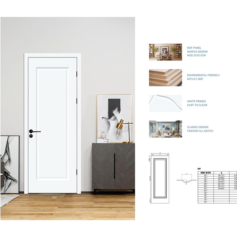 Solid Hardwood Internal Simple White Bedroom Kitchen Prepainted Interior Wooden Doors for House