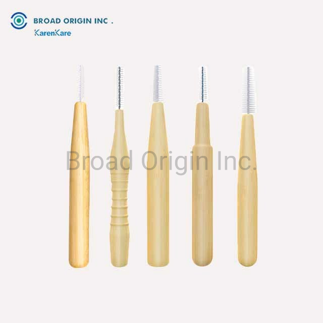 Natural Bamboo Biodegradable Interdental Brush Toothpick Custom Engraved Logo