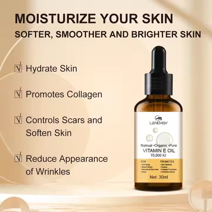 Private Label Skin Care Serum Organic Natural Anti-Aging Vegan Vitamin E Oil for Face Care