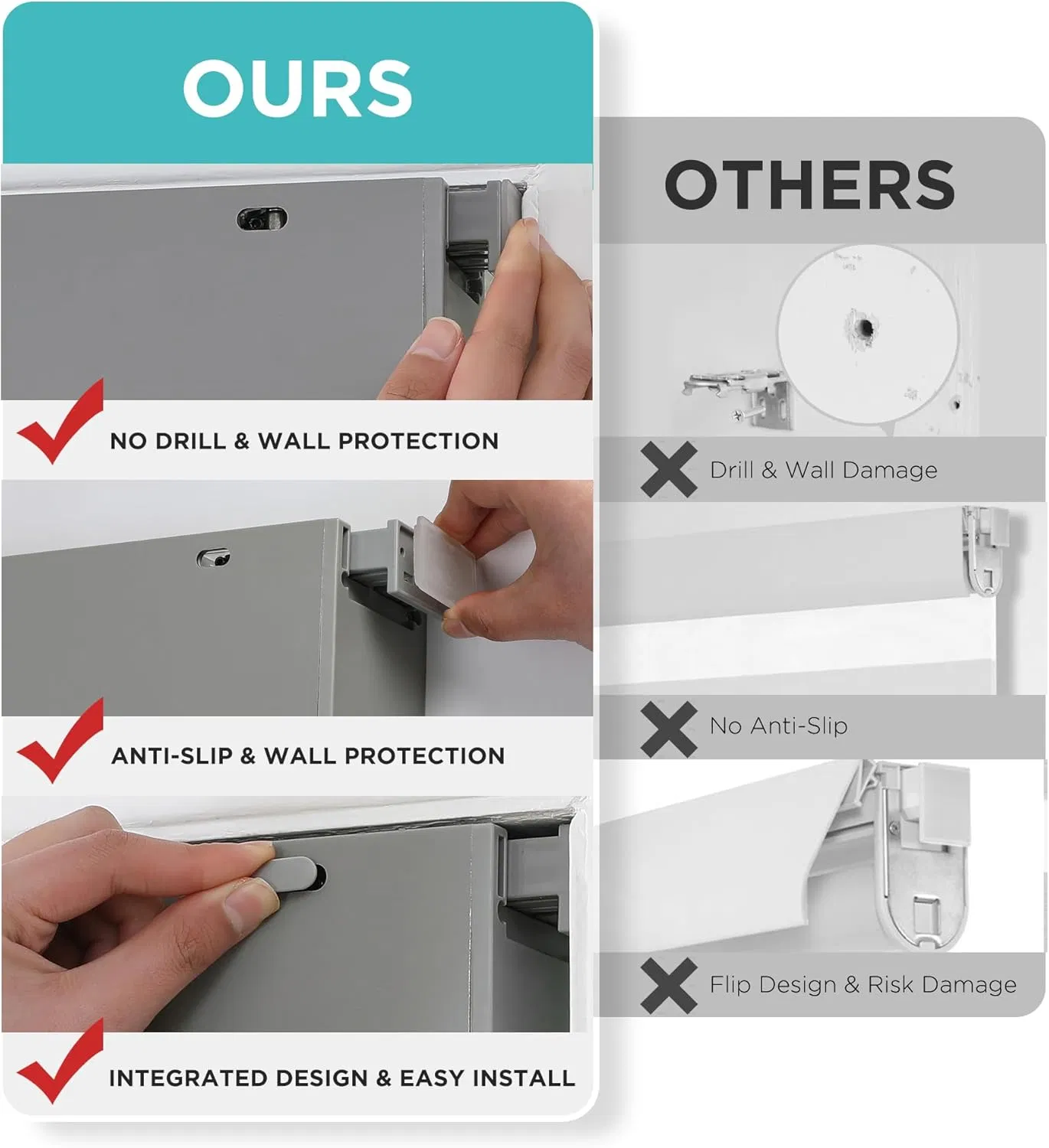 No Drill Not Zebra Blind, Manual Control for Indoor Blind Cordless Zebra Blinds