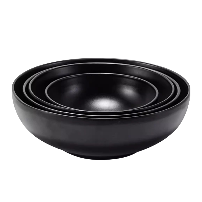 Wholesale Reusable Melamine Noodle Dinner Bowl Black Frosted Ramen Bowl for Restaurant