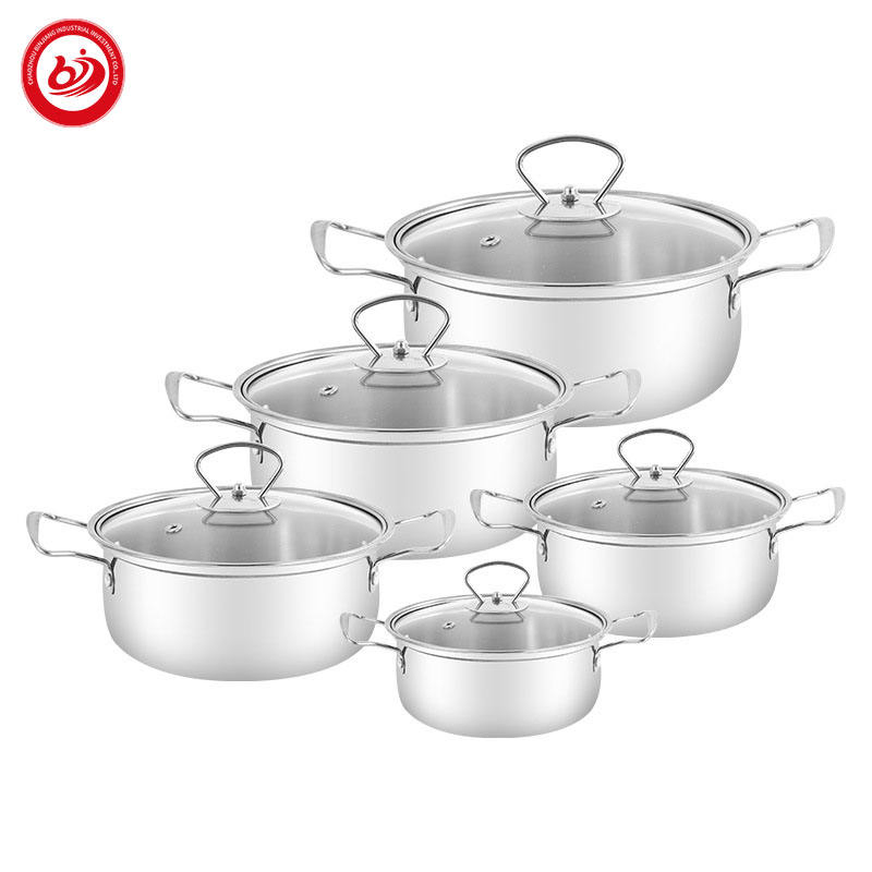 Manufacturer Cheap High Quality 5PCS Kitchen Cooking Pot Stainless Steel Cookware Set with Handle