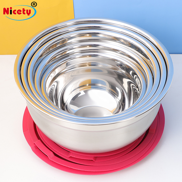 Cooking and Baking 5 Pieces Premium Mixing Nesting Bowls Stainless Steel Salad Bowl