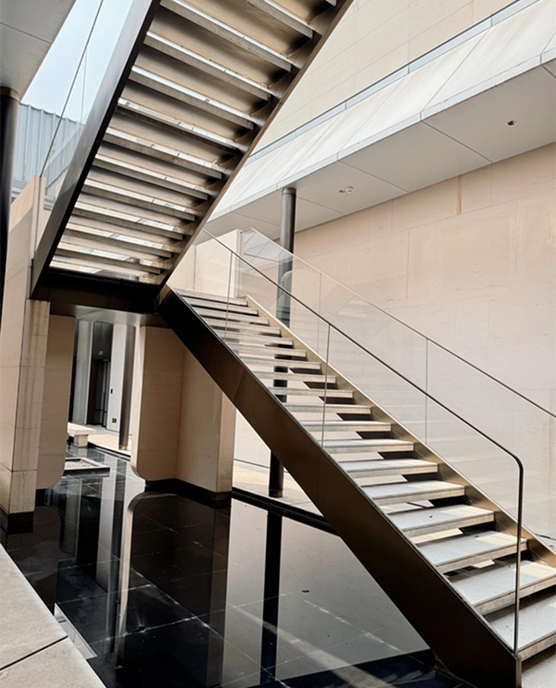 House Indoor Steel Wrought Iron Marble Wood Curved Mobile Aluminum Ladde Glass Spiral LED Timber Floating Railing Stair Straight Staircase