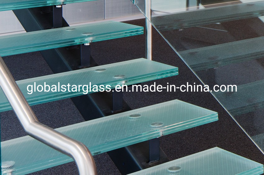 10+10+10mm Decorative Anti-Slip Tempered Glass/Toughened Textured Non-Slip/Anti-Slip Glass/Laminated Glass/Frosted Glass/Design Glass for Floor and Stairs